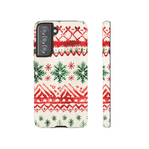 Watercolor Study of Christmas Patterns - Impact Resistant Phone Case Samsung Galaxy S21 FE Matte
